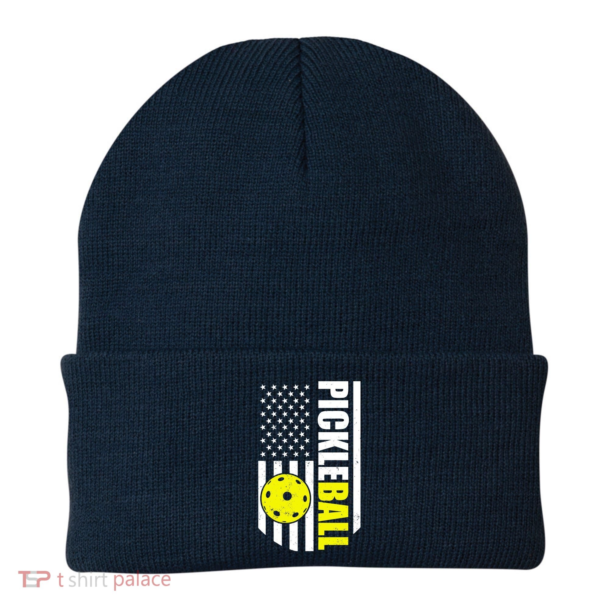 Pickleball USA Flag Love Playing Pickle Ball Beanie