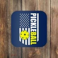 Pickleball USA Flag Love Playing Pickle Ball Coaster thumb 0