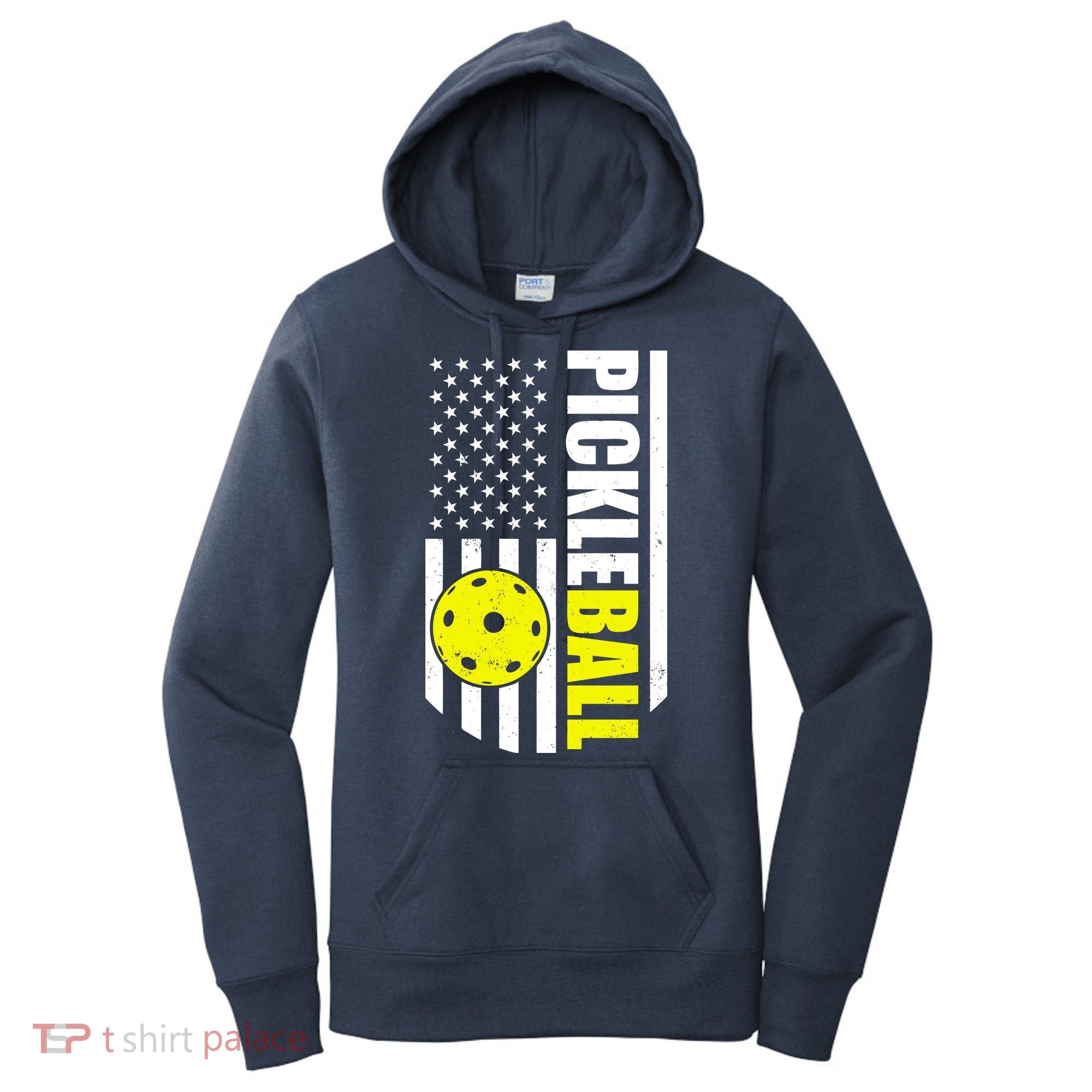 Pickleball USA Flag Love Playing Pickle Ball Women's Hoodie