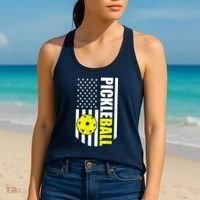 Pickleball USA Flag Love Playing Pickle Ball Women's Tank Top thumb 2