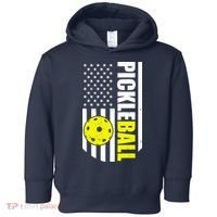 Pickleball USA Flag Love Playing Pickle Ball Toddler Hoodie thumb 0