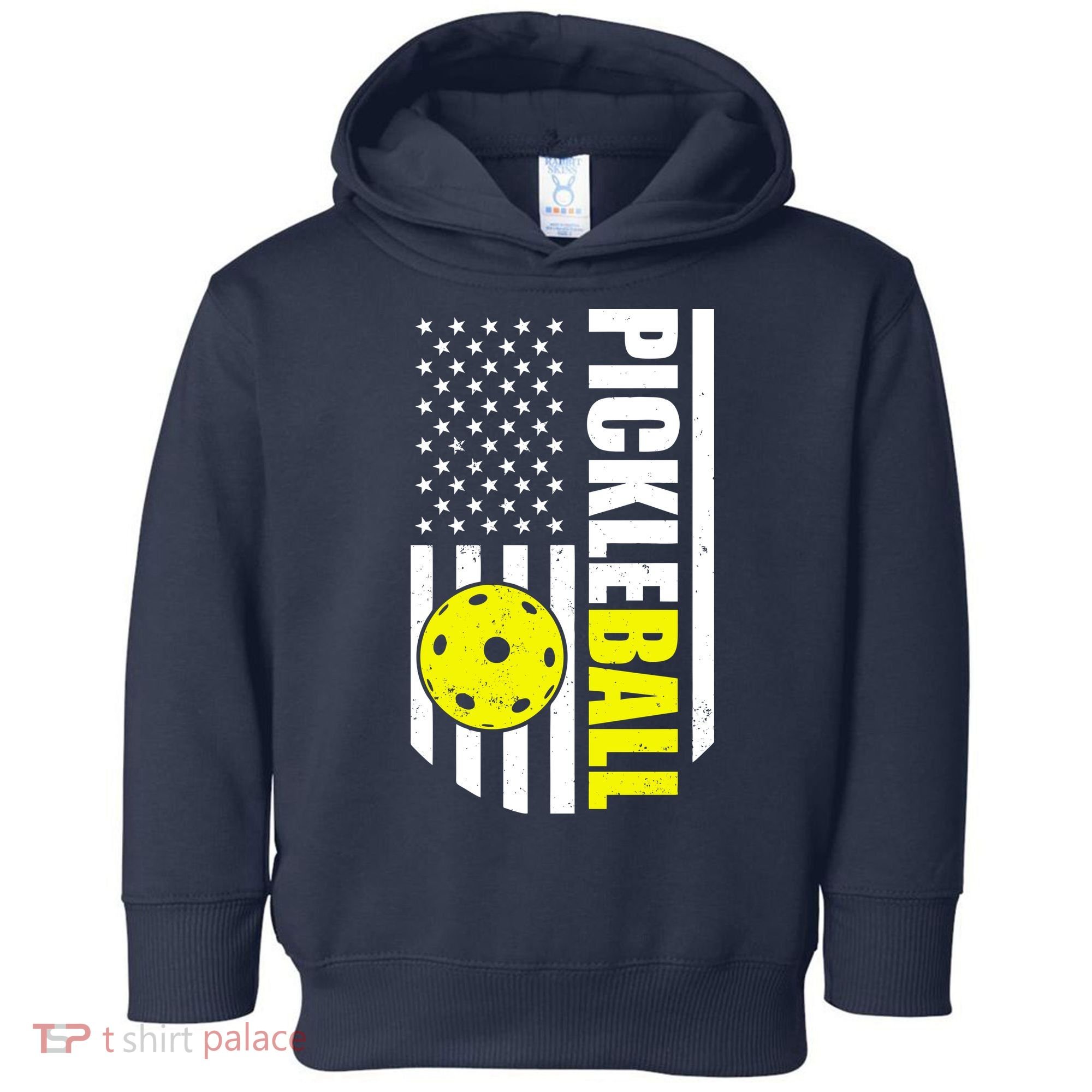 Pickleball USA Flag Love Playing Pickle Ball Toddler Hoodie