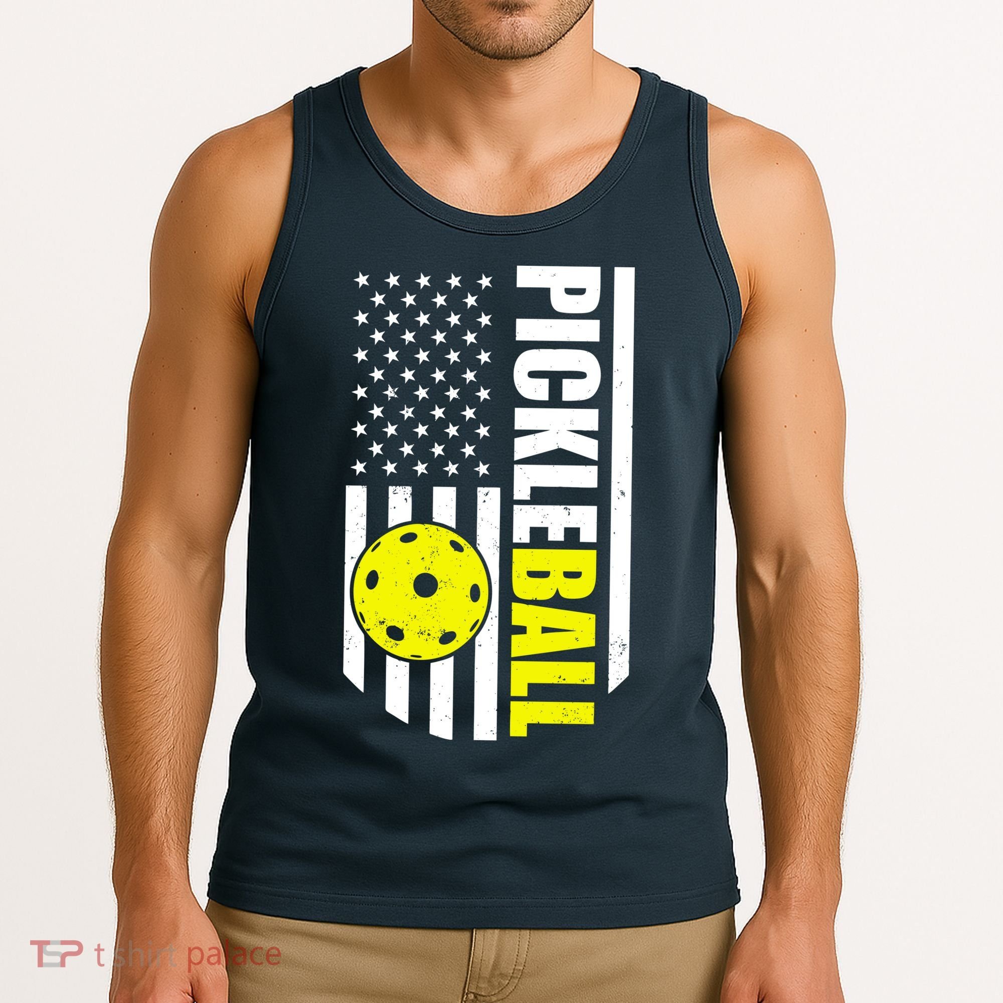 Pickleball USA Flag Love Playing Pickle Ball Tank Top