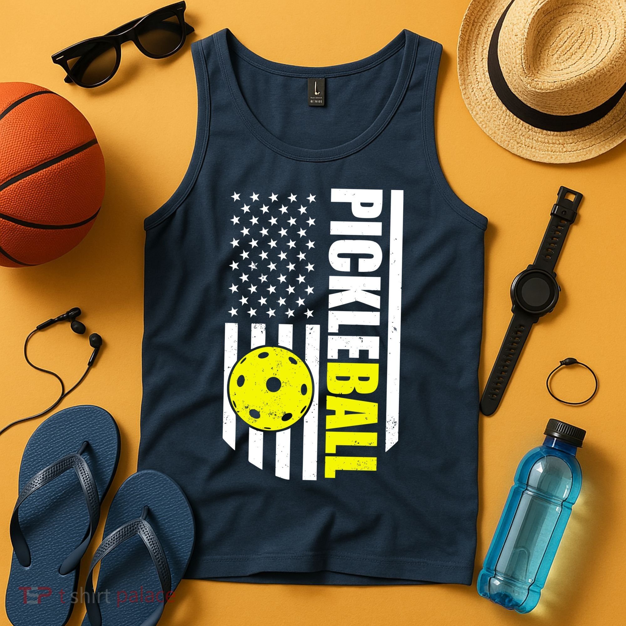 Pickleball USA Flag Love Playing Pickle Ball Tank Top