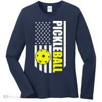 Pickleball USA Flag Love Playing Pickle Ball Women's Long Sleeve Shirt thumb 0