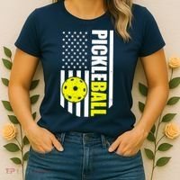 Pickleball USA Flag Love Playing Pickle Ball Women's T-Shirt thumb 2