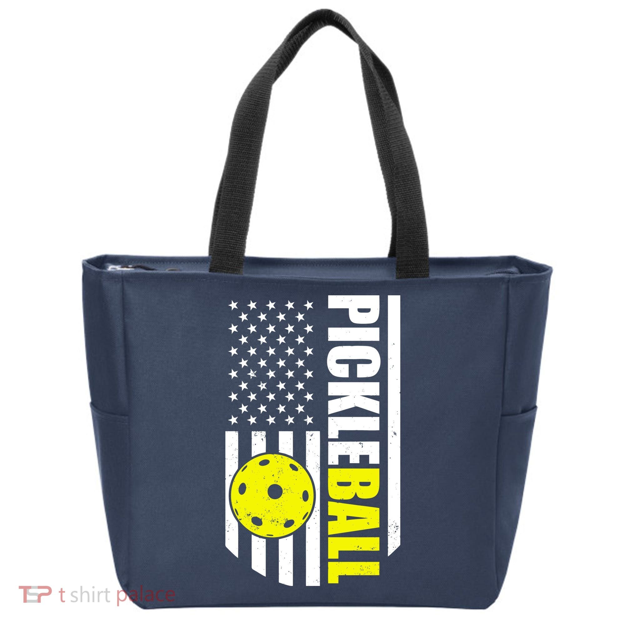 Pickleball USA Flag Love Playing Pickle Ball Tote Bag