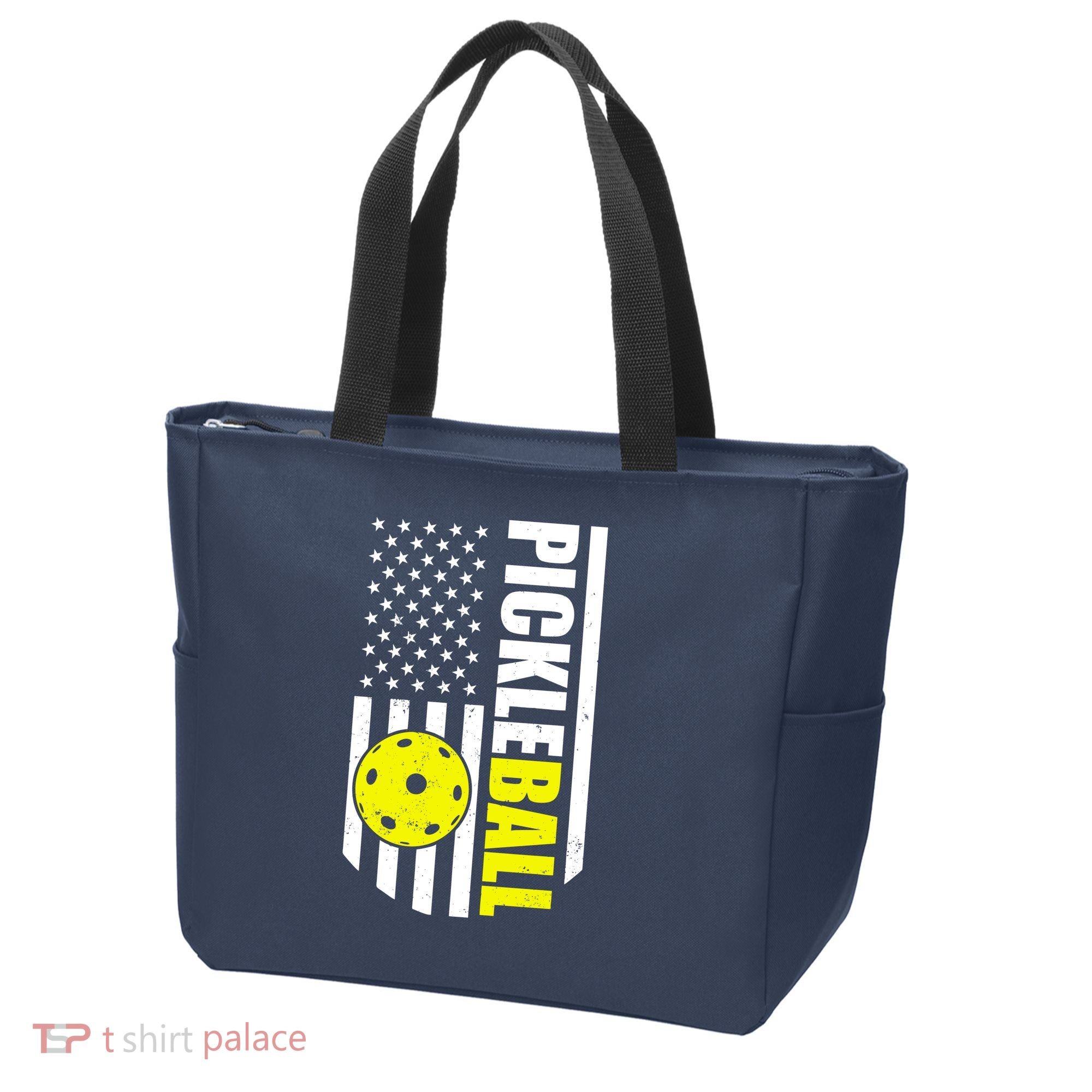 Pickleball USA Flag Love Playing Pickle Ball Tote Bag