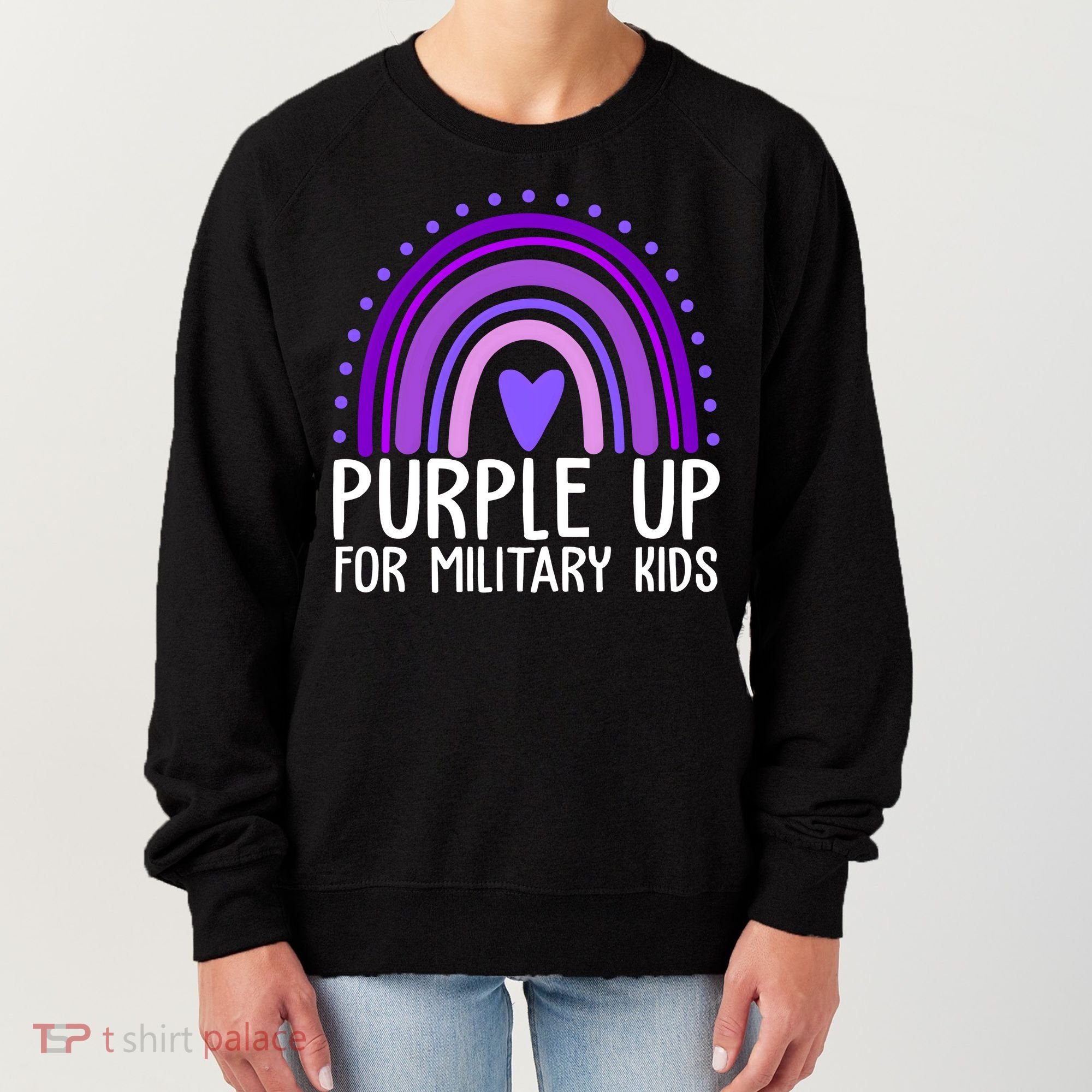 Purple Up For Miliartykids Rainbow Heart Women's Sweatshirt