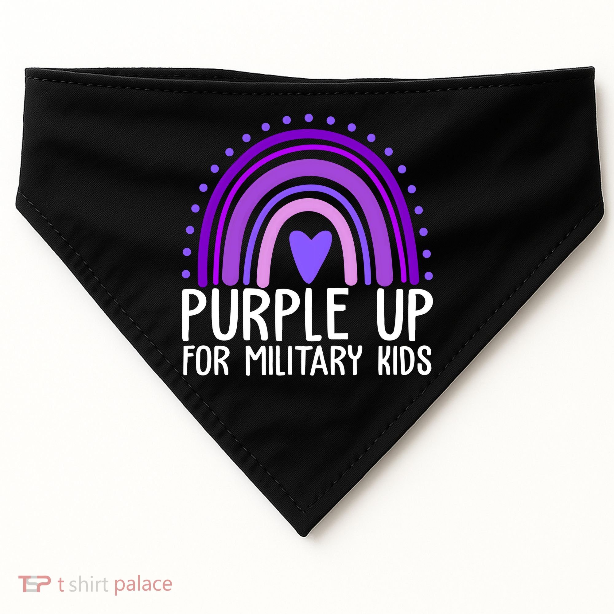 Purple Up For Miliartykids Rainbow Heart USA-Made Doggie Bandana