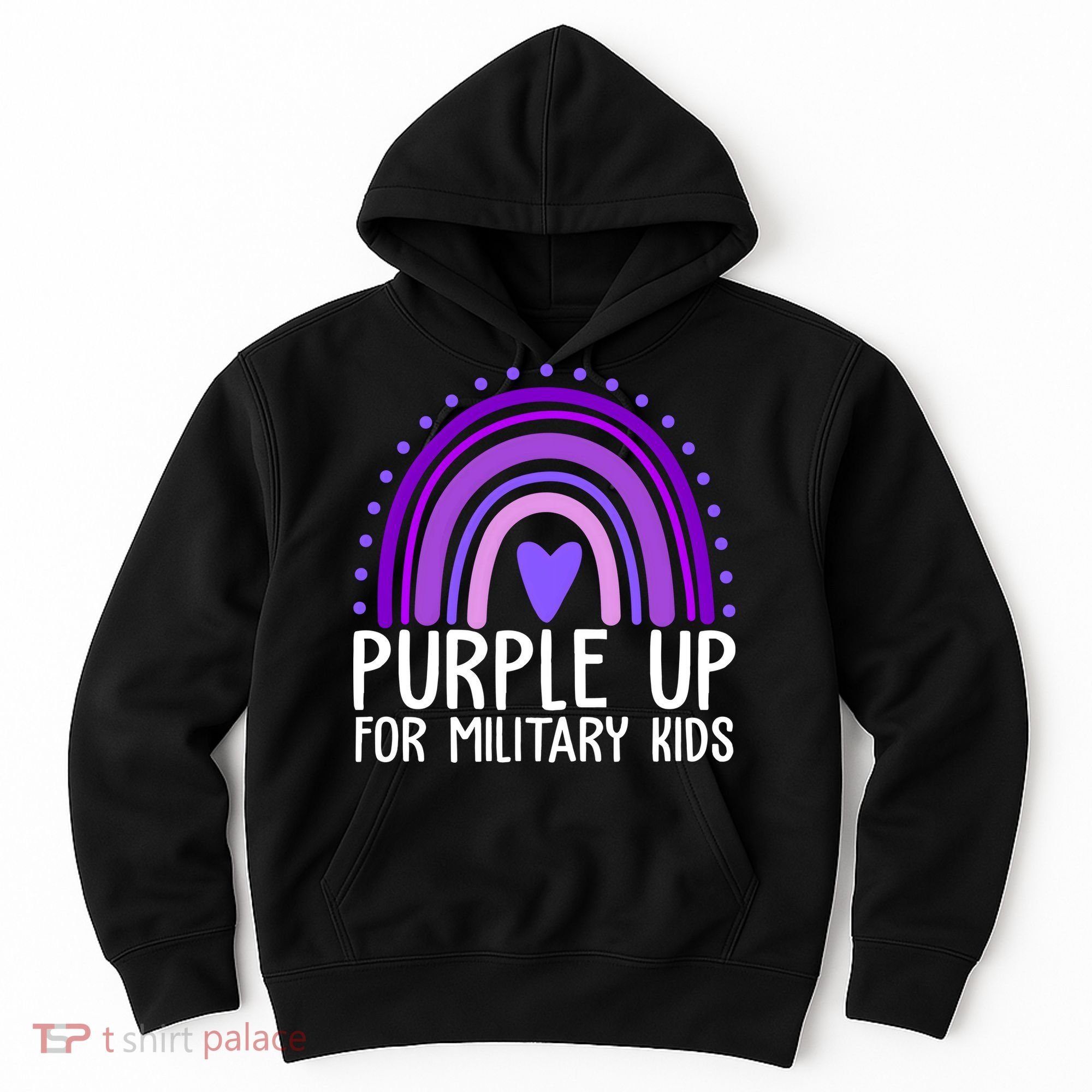 Purple Up For Miliartykids Rainbow Heart Hoodie