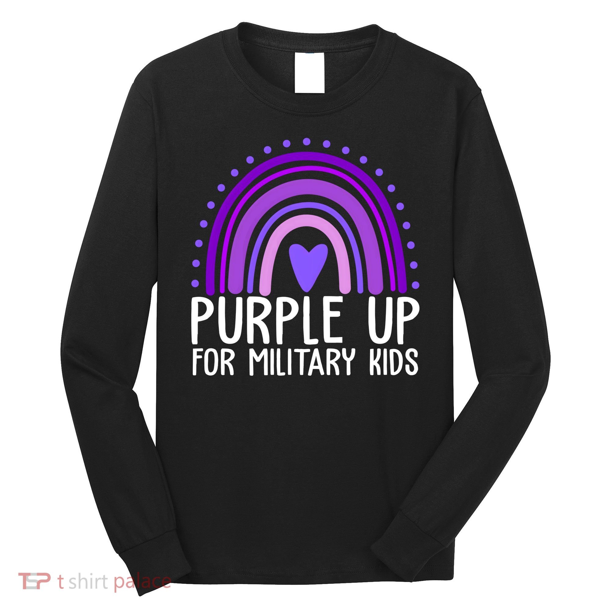 Purple Up For Miliartykids Rainbow Heart Long Sleeve Shirt