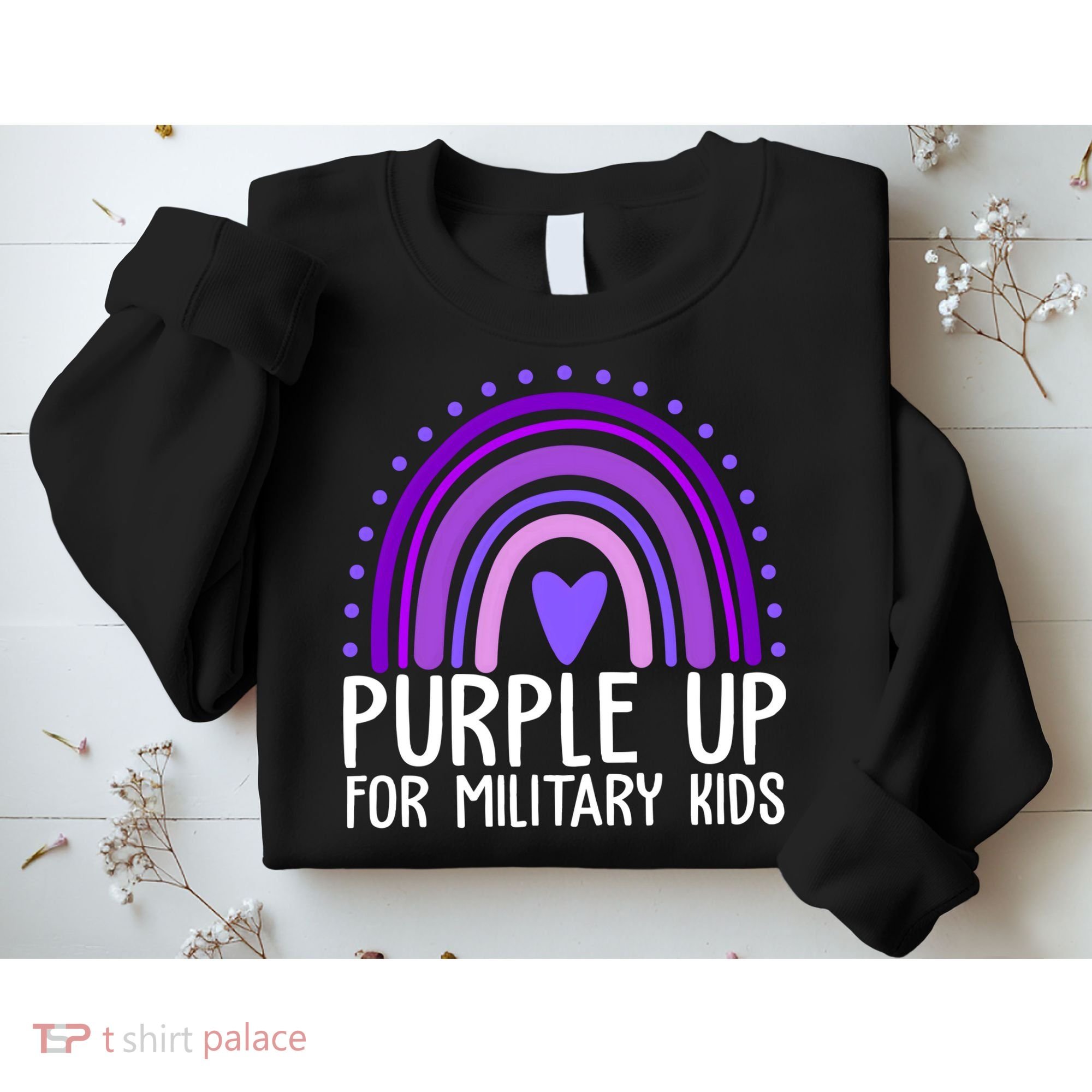 Purple Up For Miliartykids Rainbow Heart Sweatshirt
