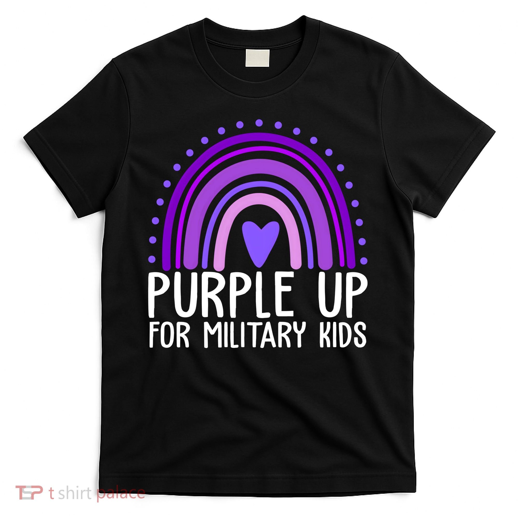 Purple Up For Miliartykids Rainbow Heart T-Shirt