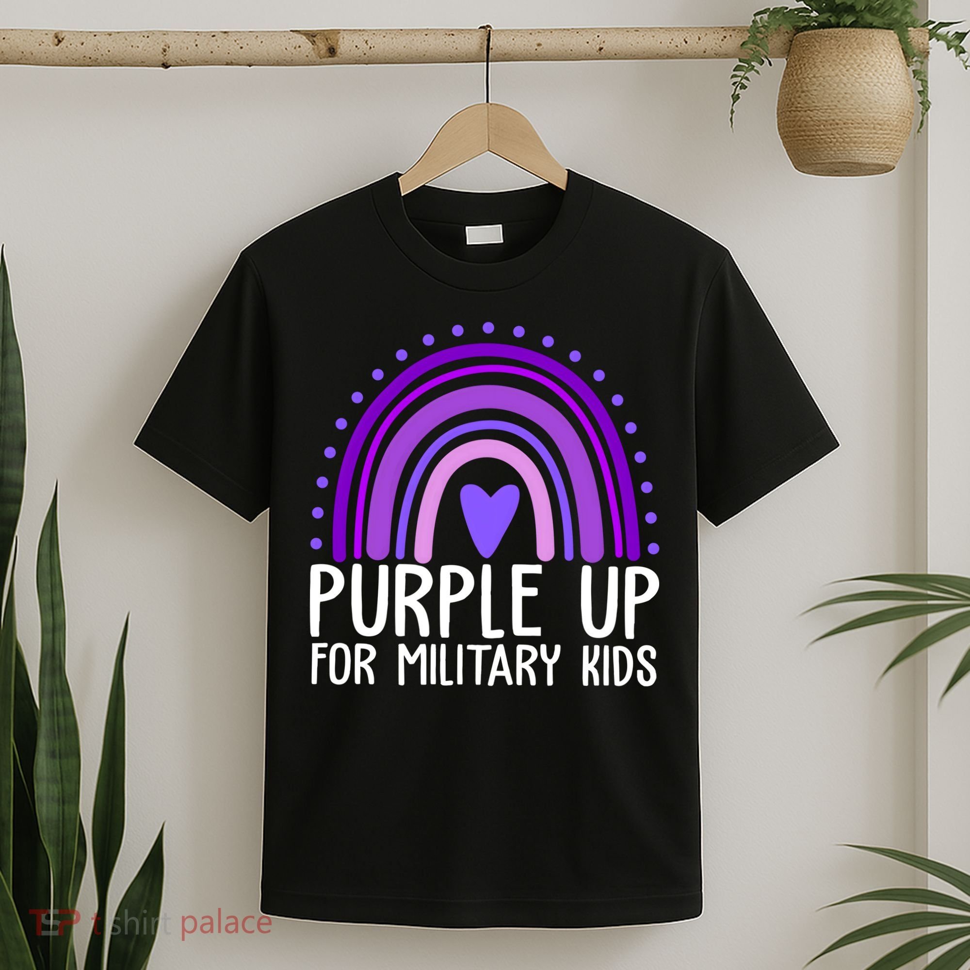 Purple Up For Miliartykids Rainbow Heart T-Shirt