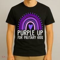 Purple Up For Miliartykids Rainbow Heart T-Shirt thumb 3
