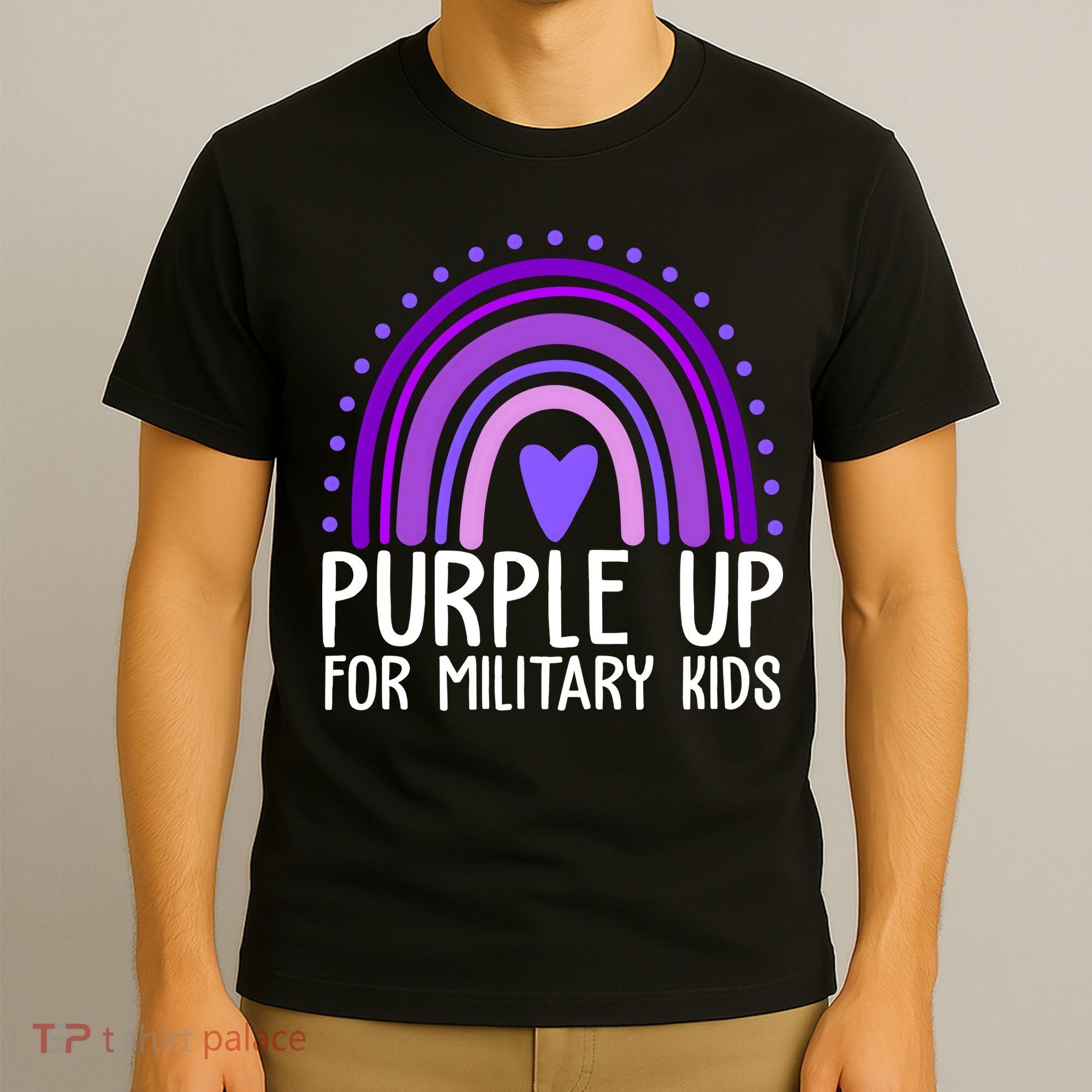 Purple Up For Miliartykids Rainbow Heart T-Shirt