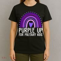 Purple Up For Miliartykids Rainbow Heart T-Shirt thumb 4
