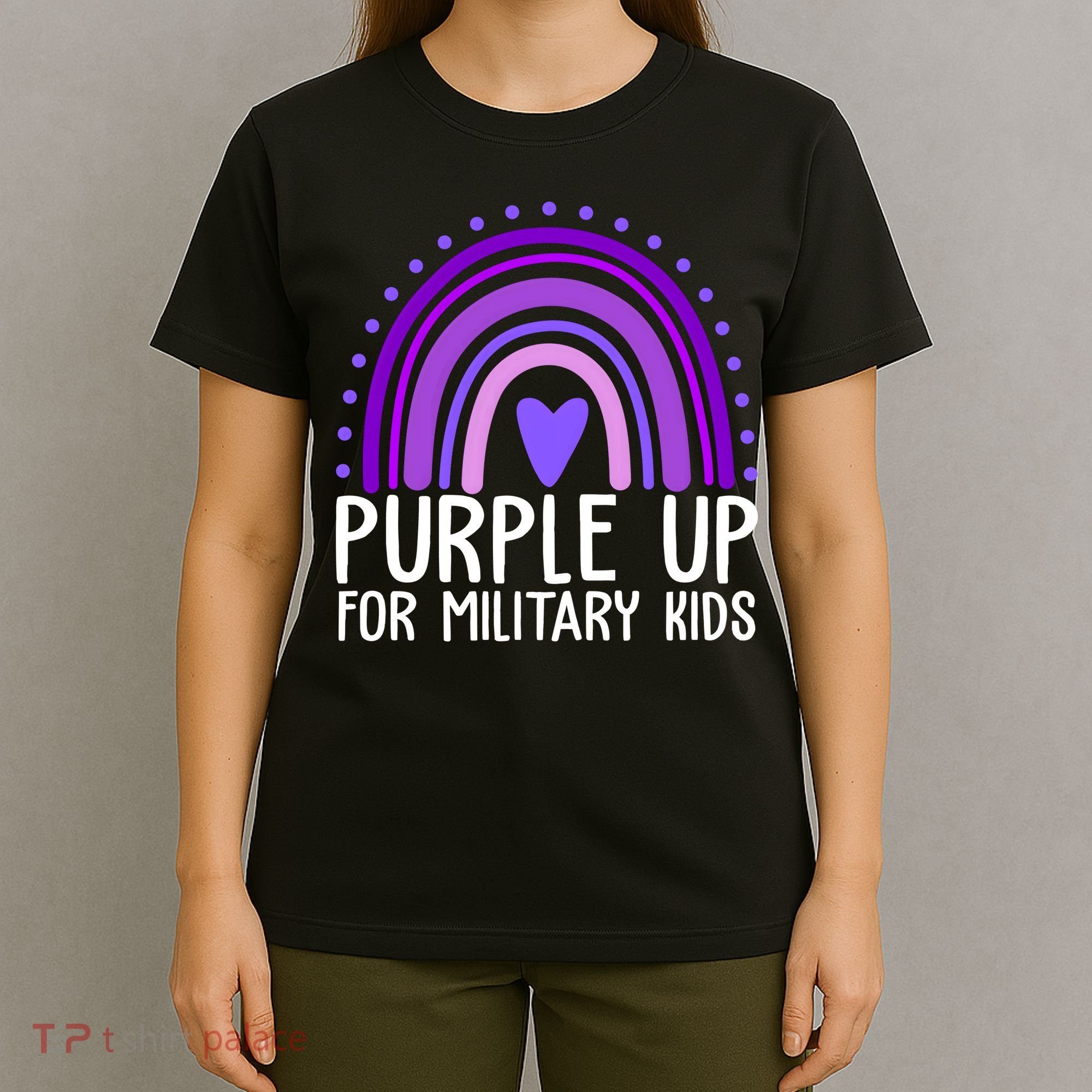 Purple Up For Miliartykids Rainbow Heart T-Shirt