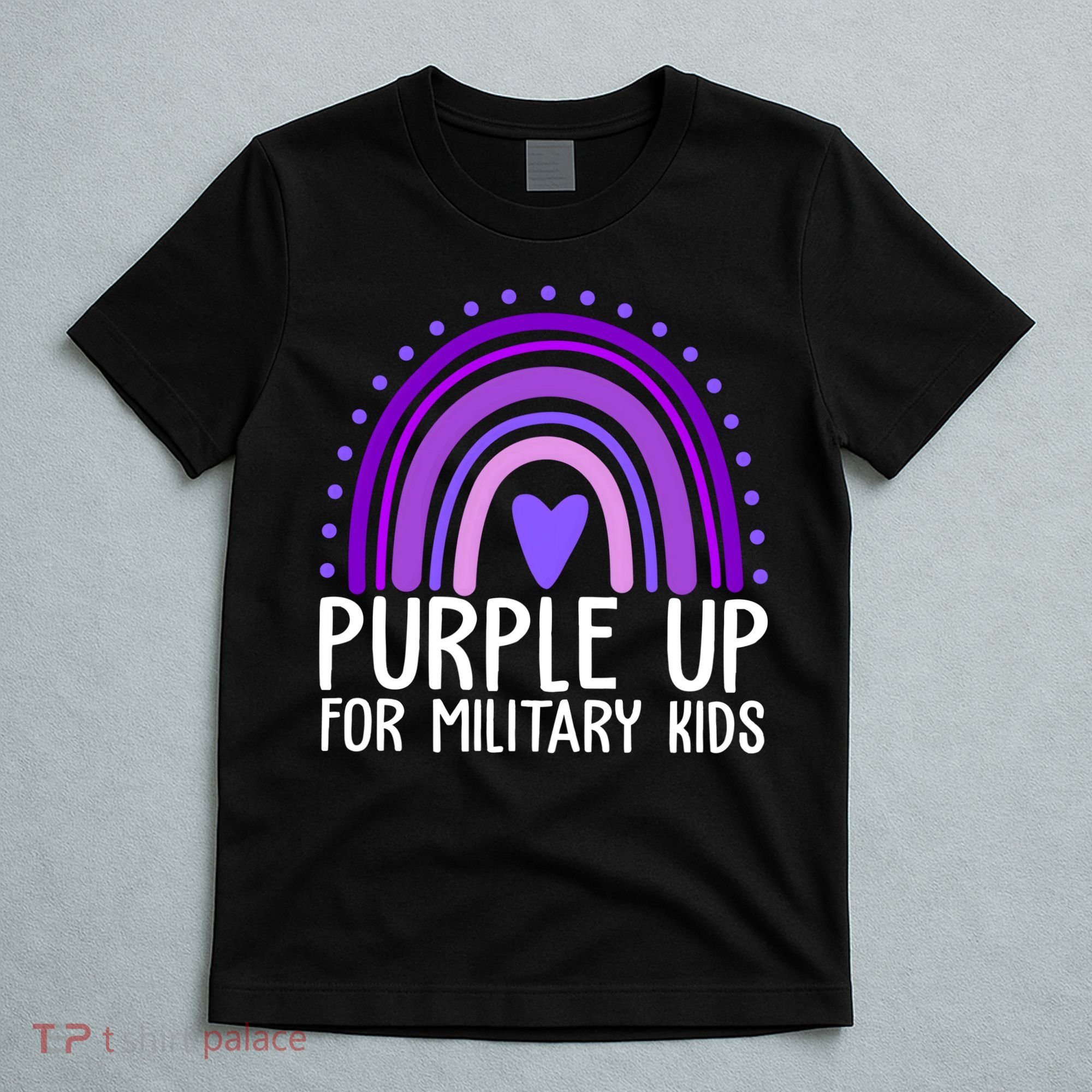 Purple Up For Miliartykids Rainbow Heart T-Shirt