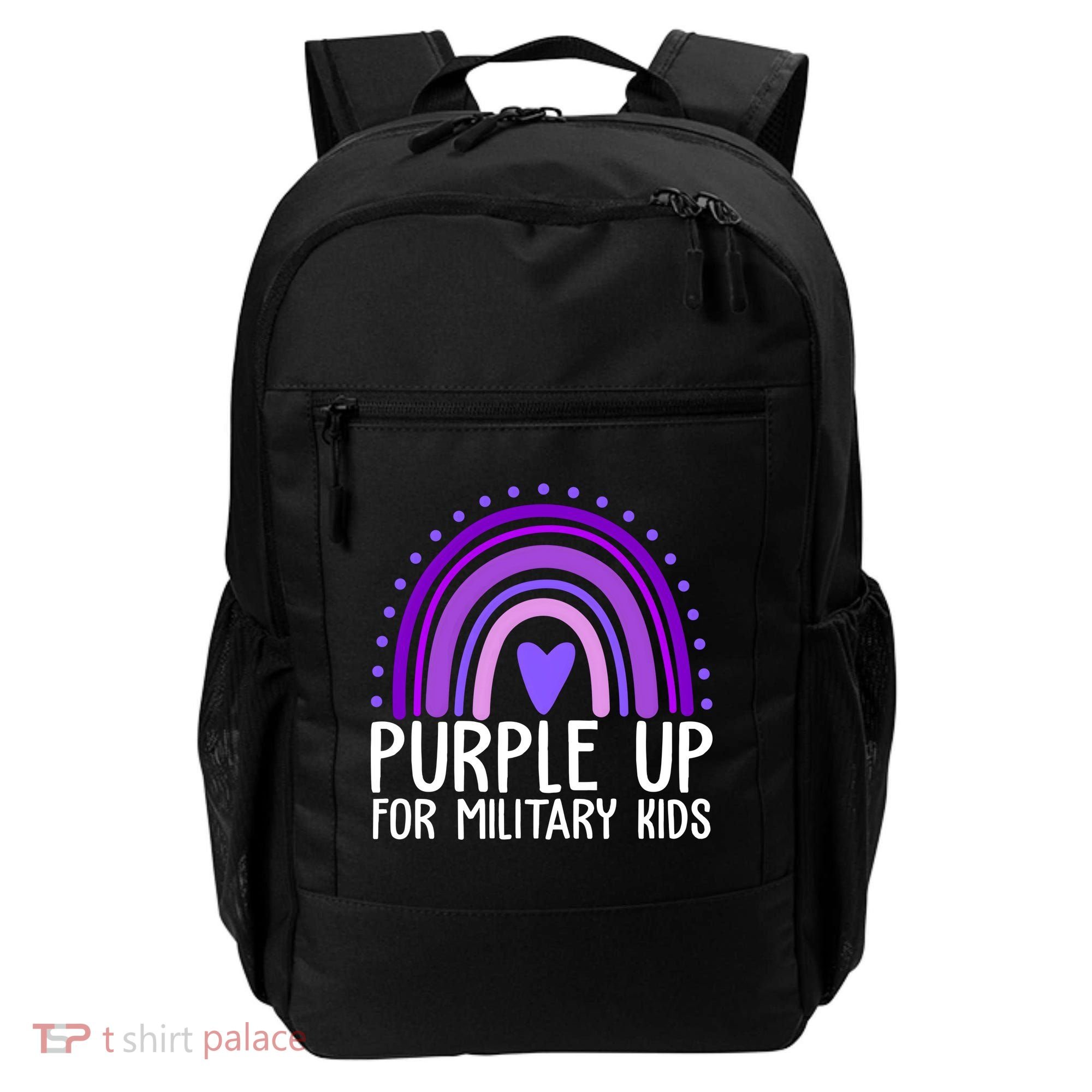 Purple Up For Miliartykids Rainbow Heart Backpack