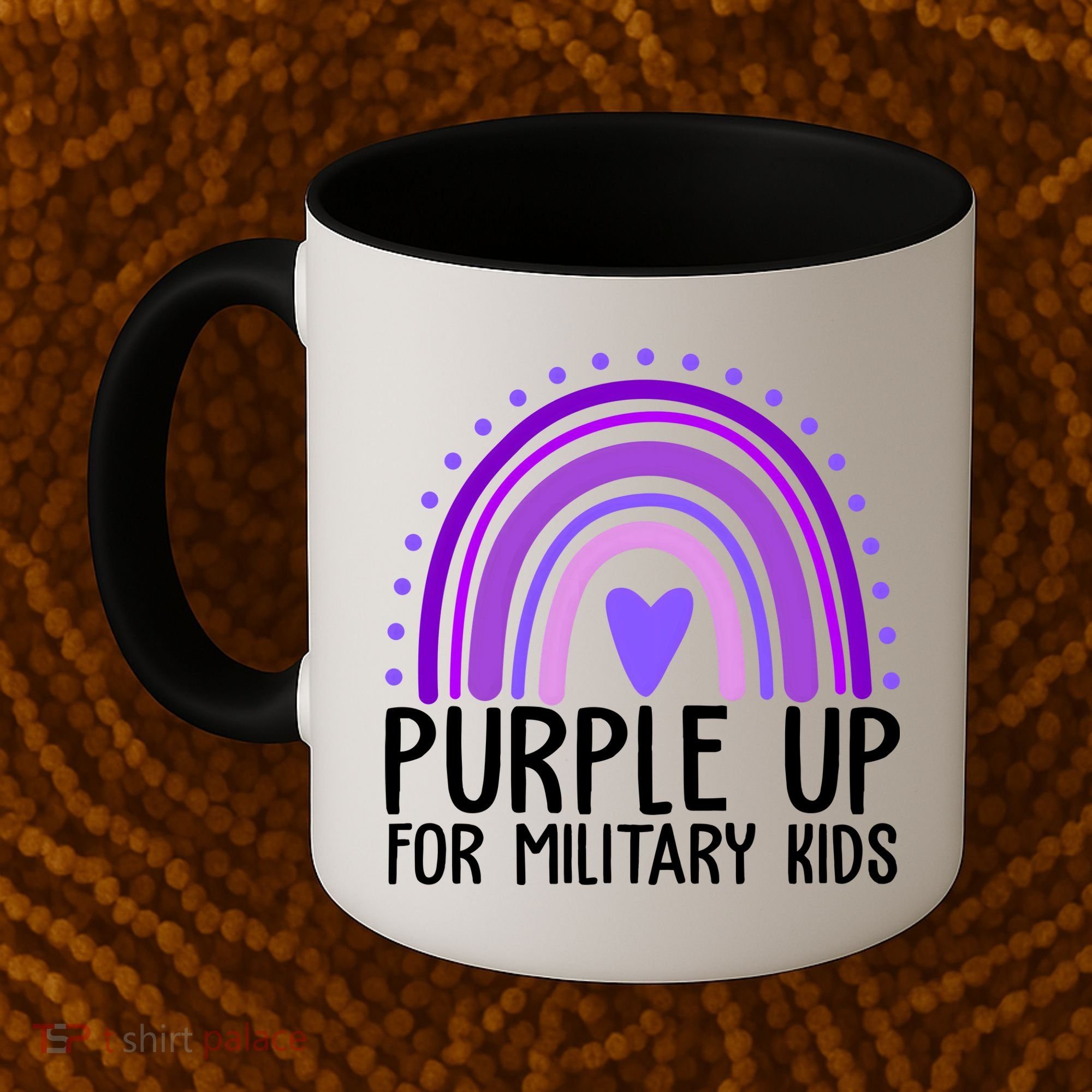 Purple Up For Miliartykids Rainbow Heart Coffee Mug