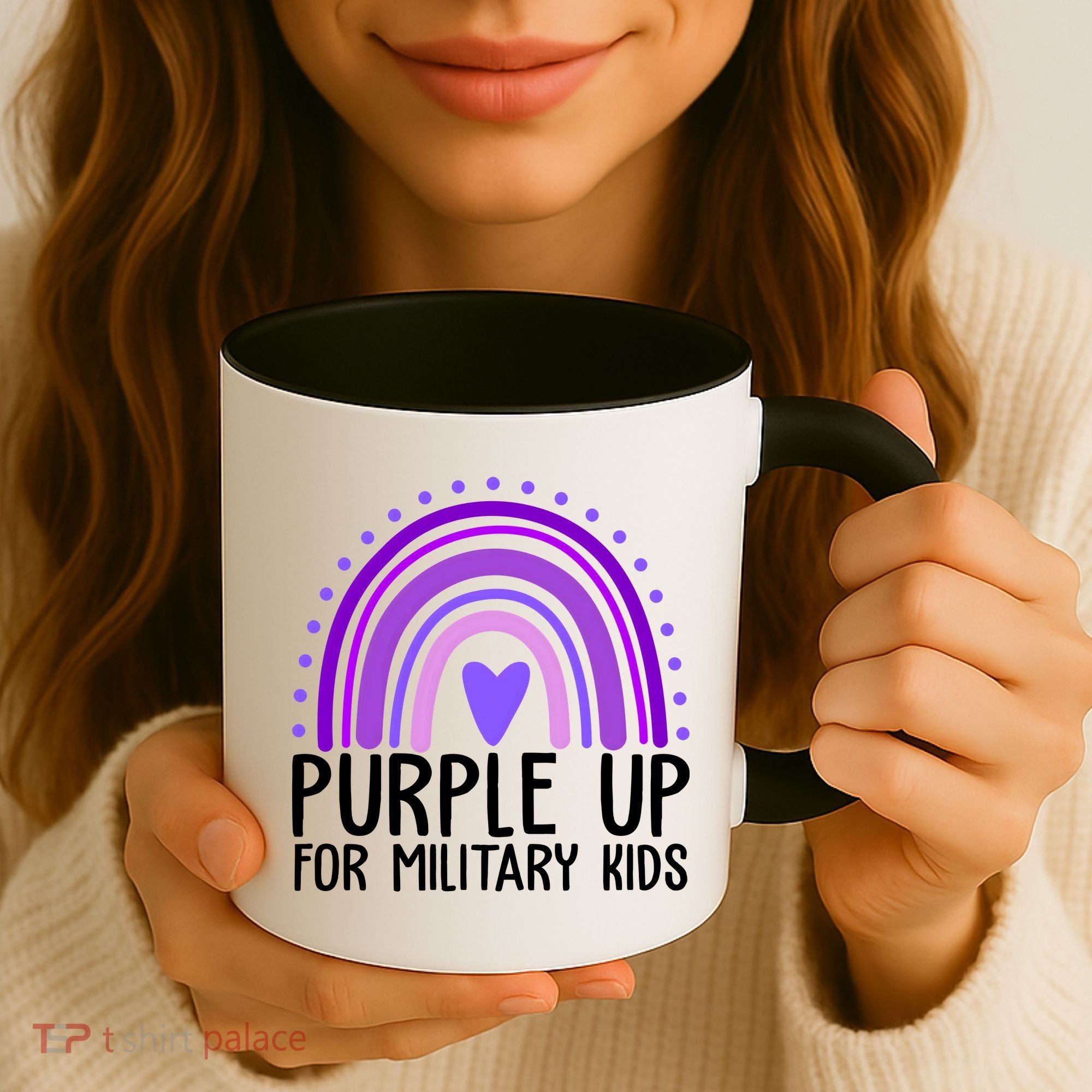 Purple Up For Miliartykids Rainbow Heart Coffee Mug