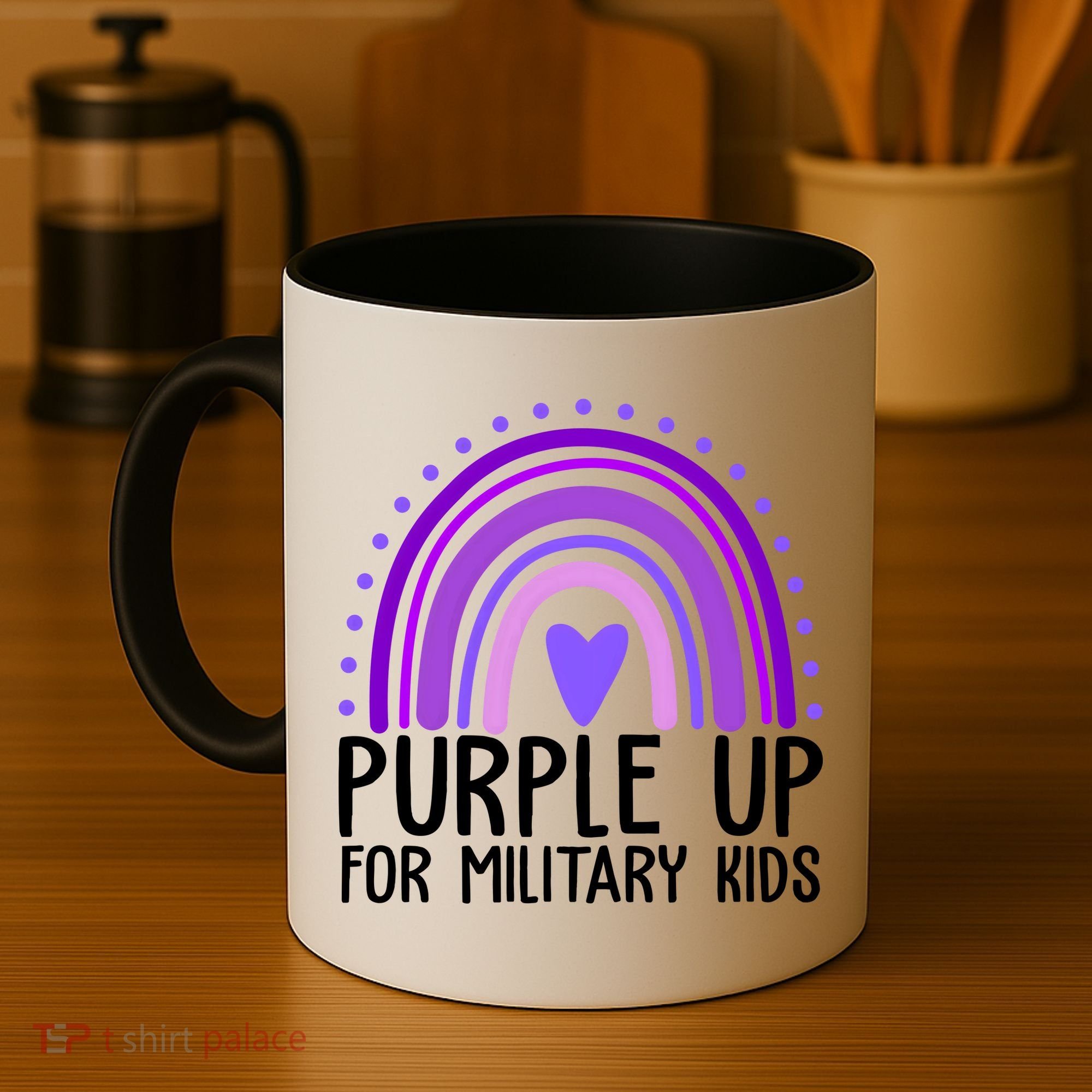 Purple Up For Miliartykids Rainbow Heart Coffee Mug