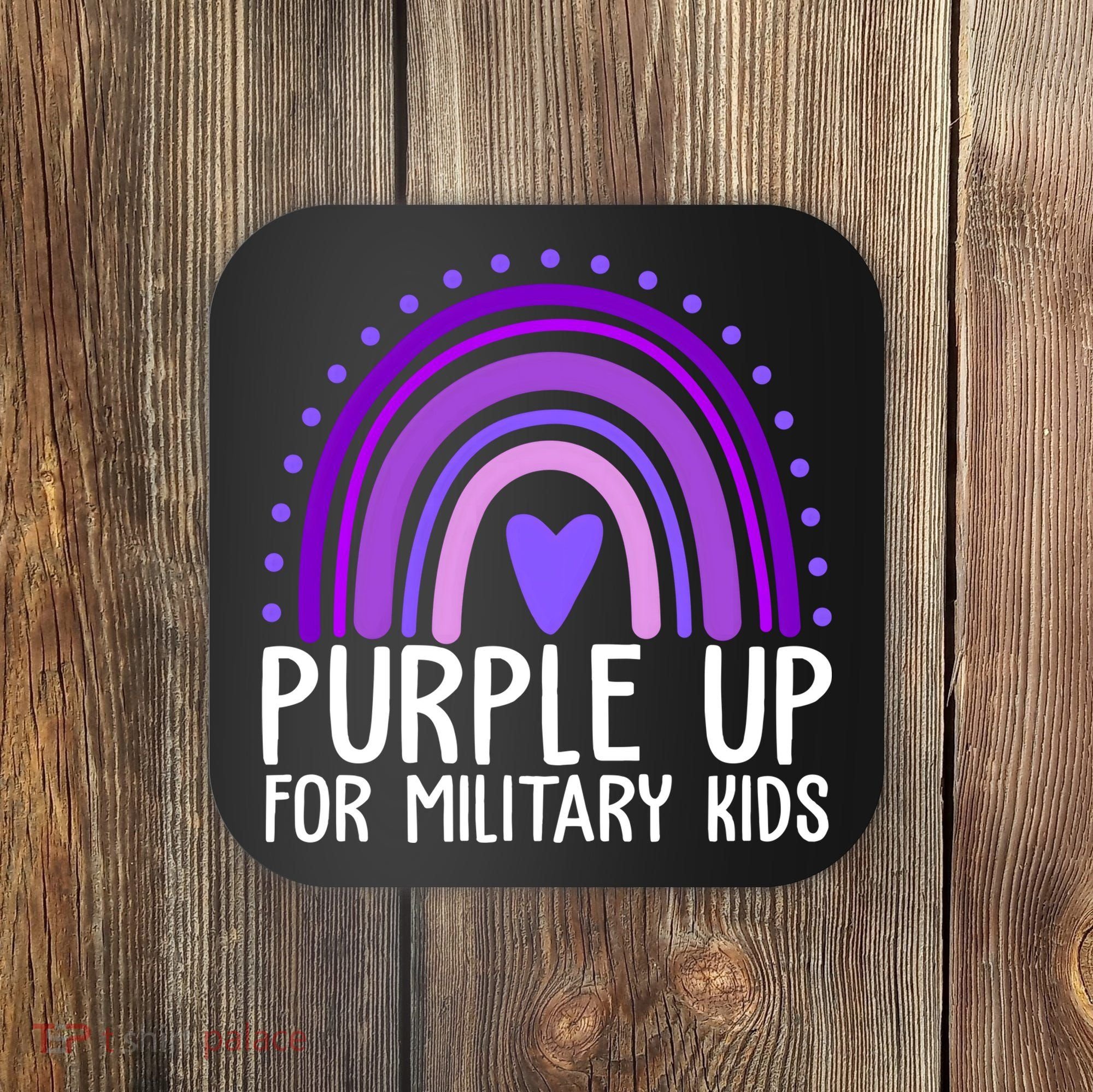 Purple Up For Miliartykids Rainbow Heart Coaster