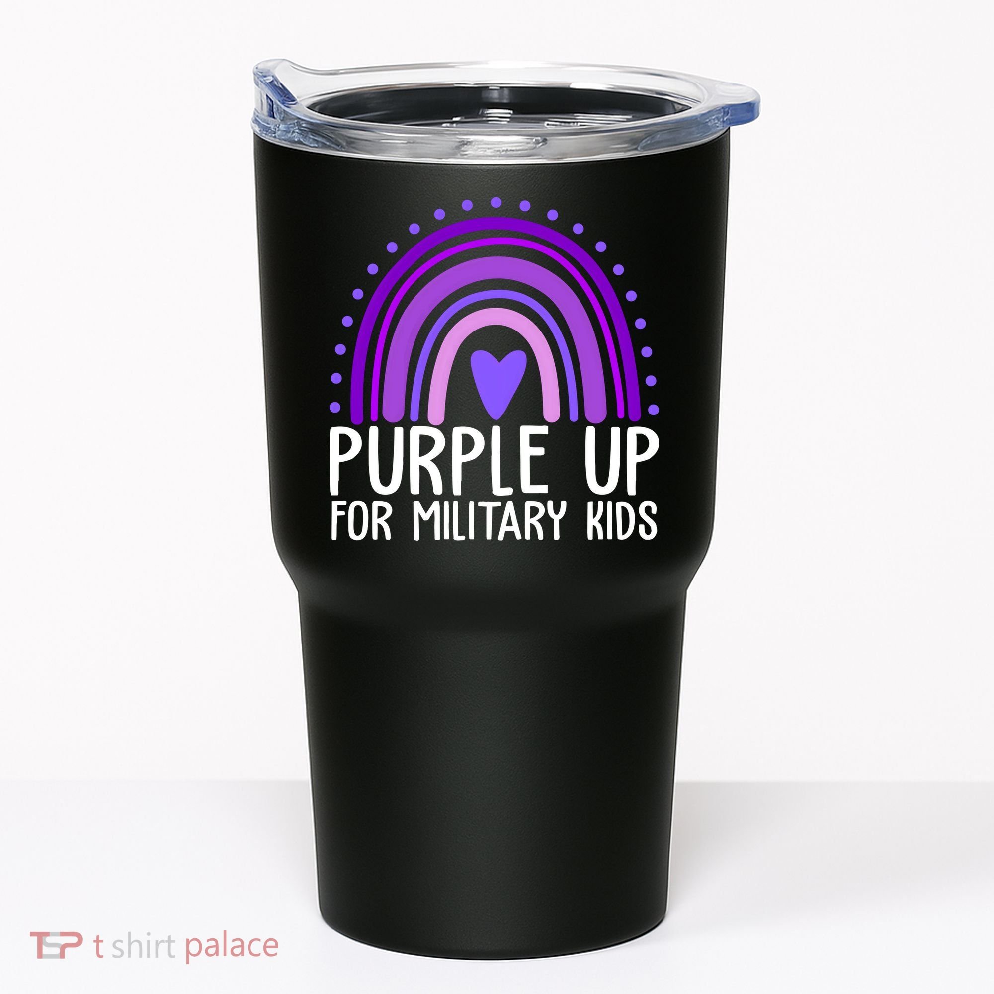 Purple Up For Miliartykids Rainbow Heart Tumbler