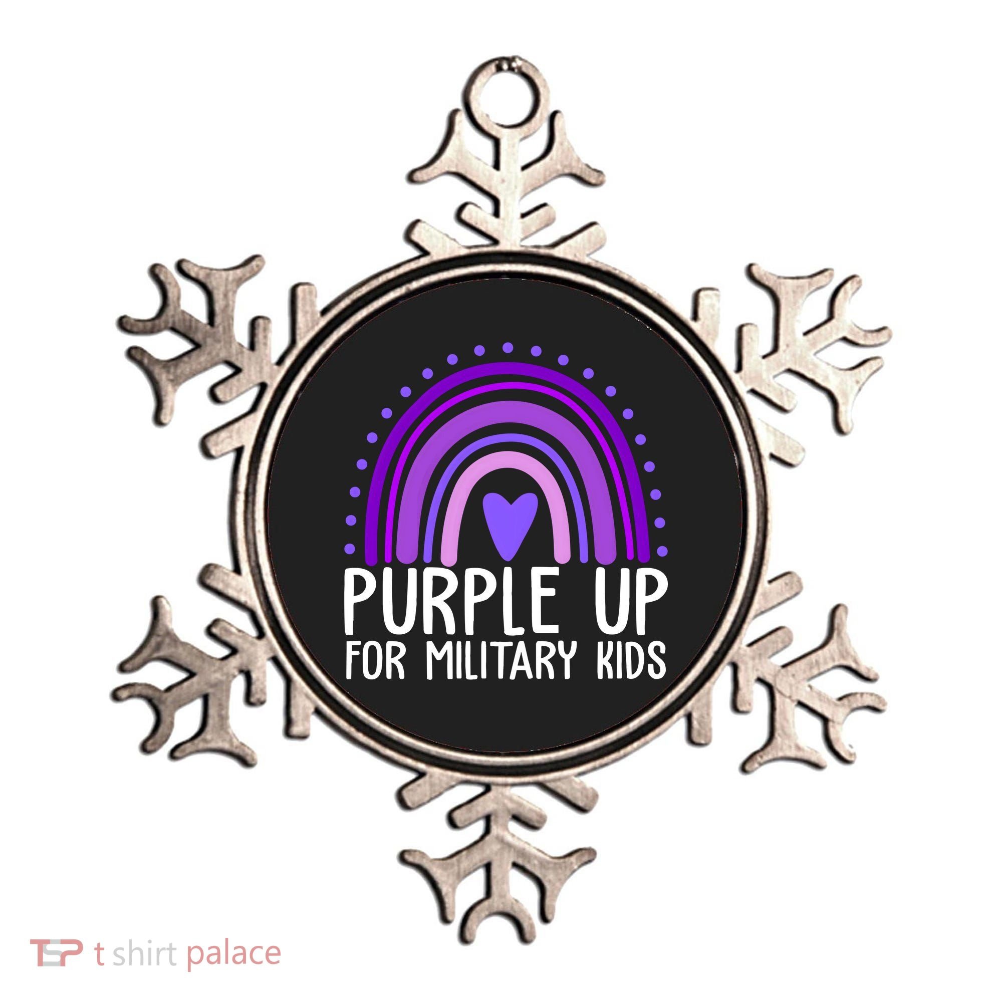 Purple Up For Miliartykids Rainbow Heart Ornament
