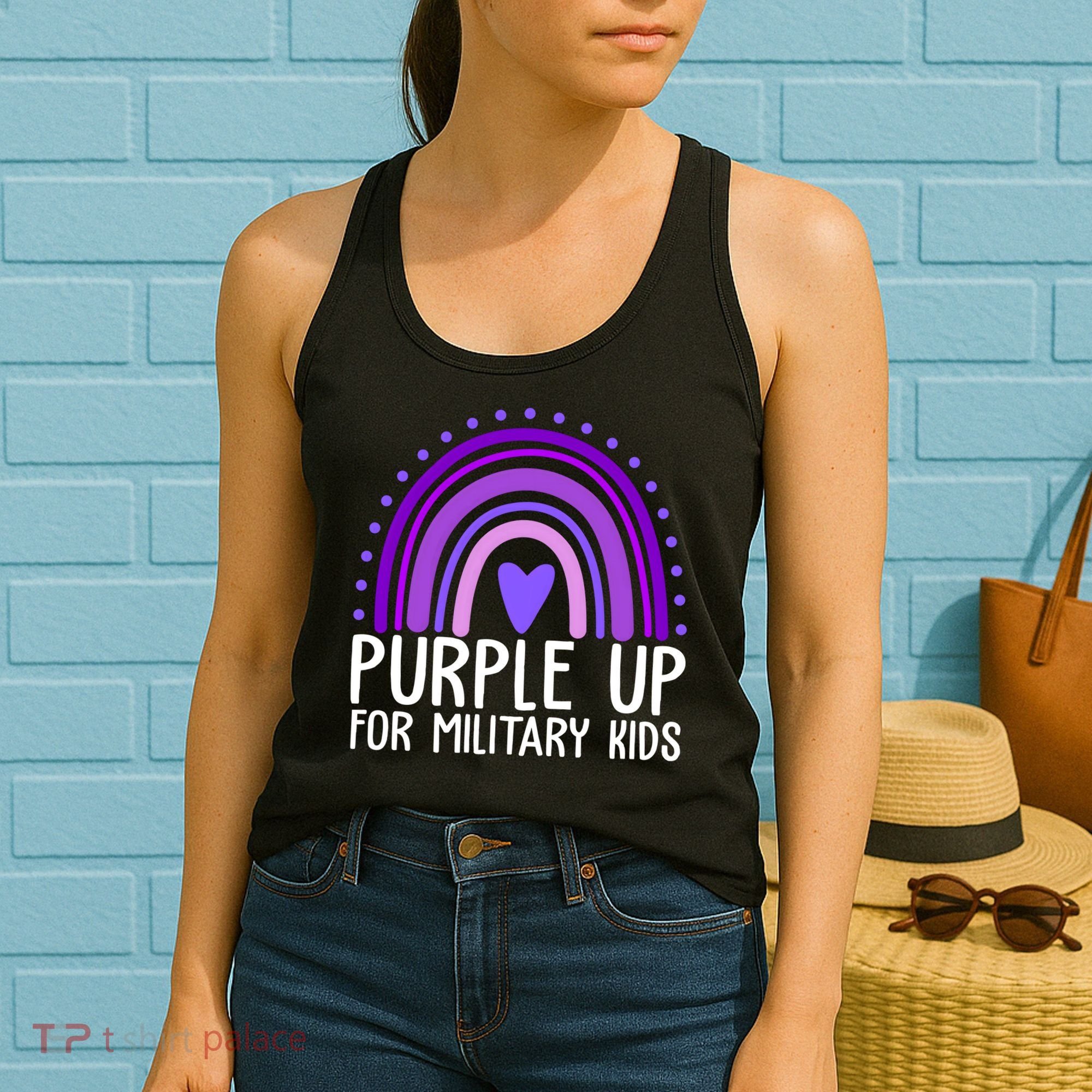 Purple Up For Miliartykids Rainbow Heart Women's Tank Top