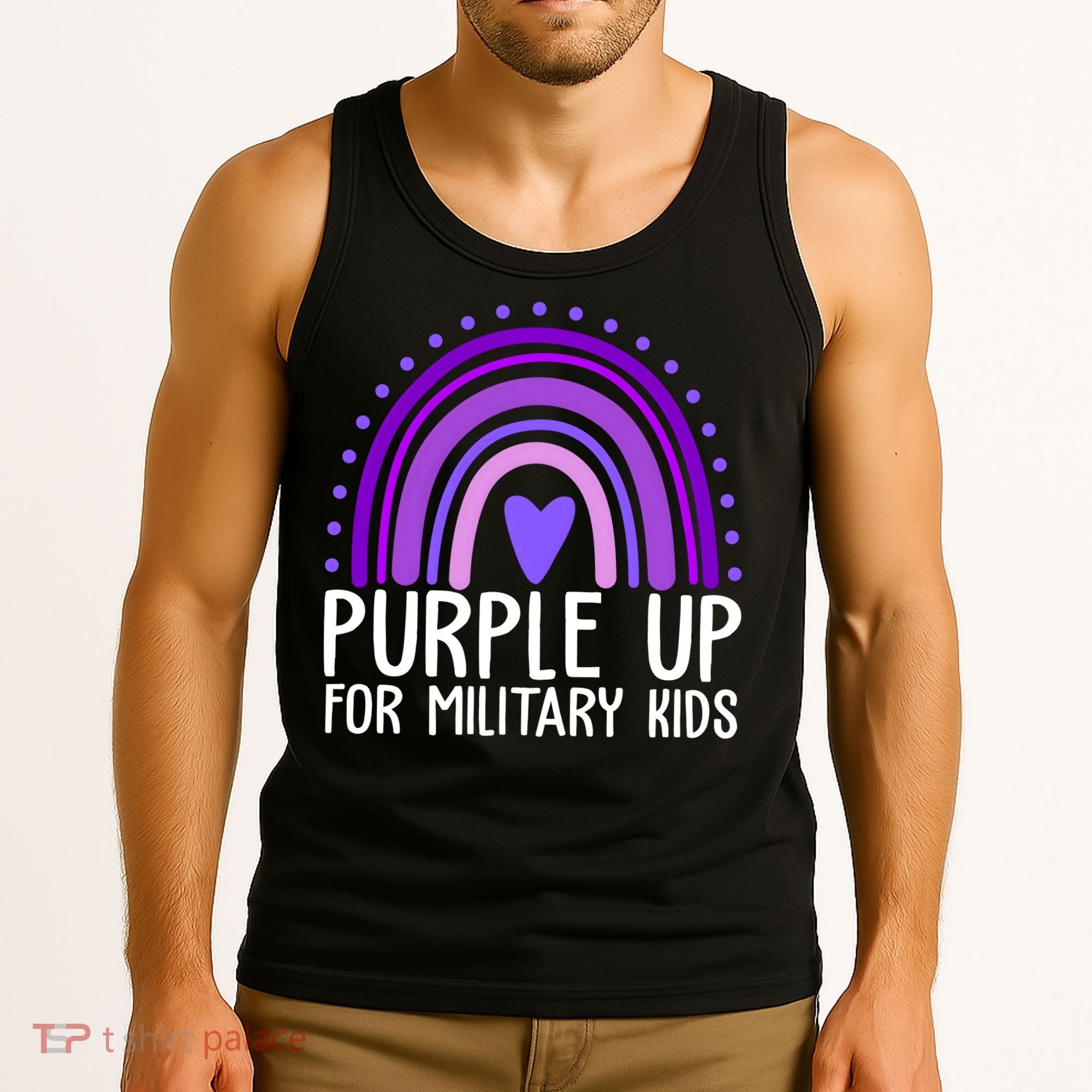 Purple Up For Miliartykids Rainbow Heart Tank Top