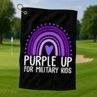 Purple Up For Miliartykids Rainbow Heart Golf Towel thumb 1