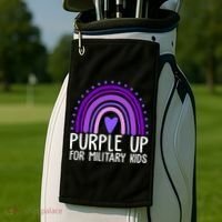 Purple Up For Miliartykids Rainbow Heart Golf Towel thumb 2