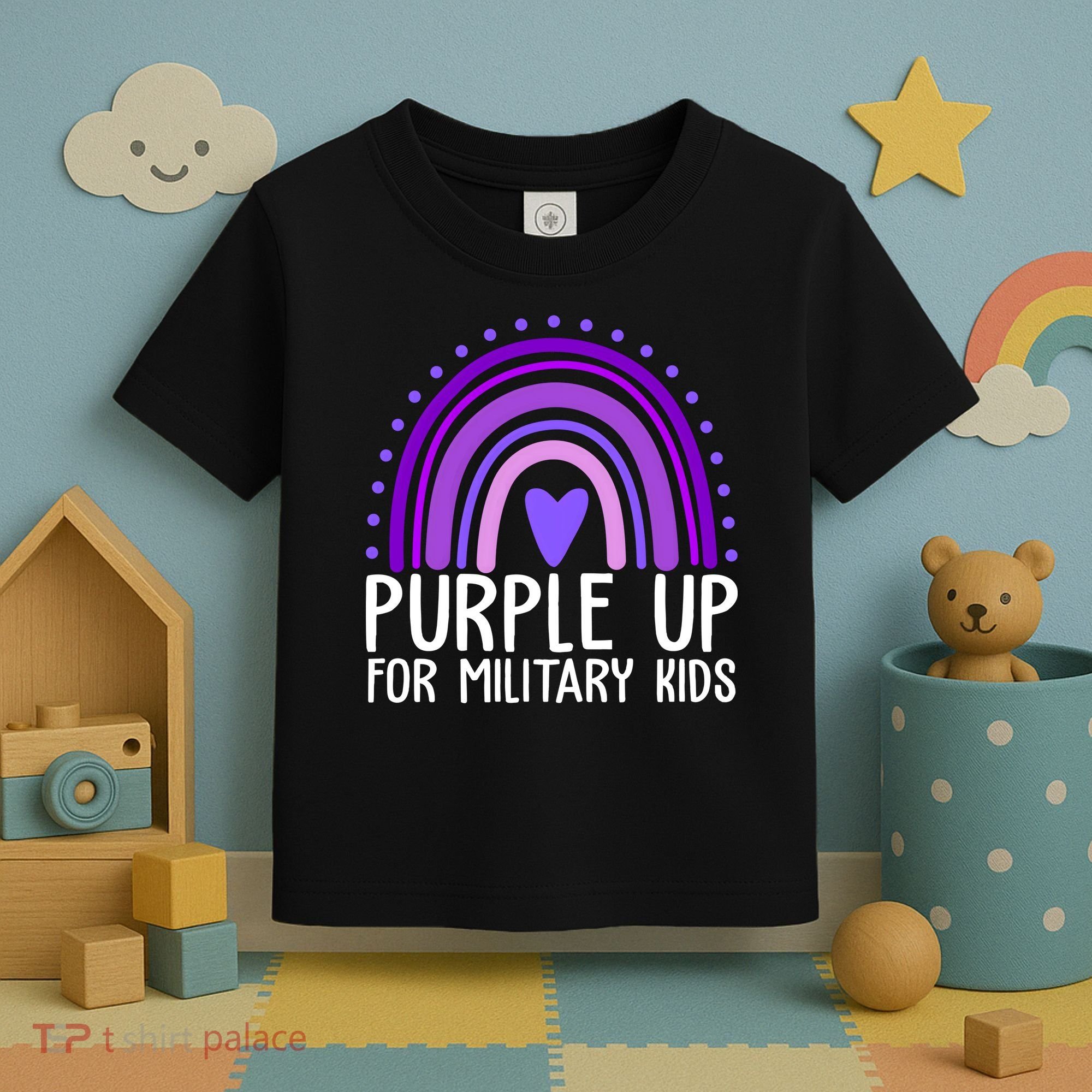 Purple Up For Miliartykids Rainbow Heart Toddler T-Shirt