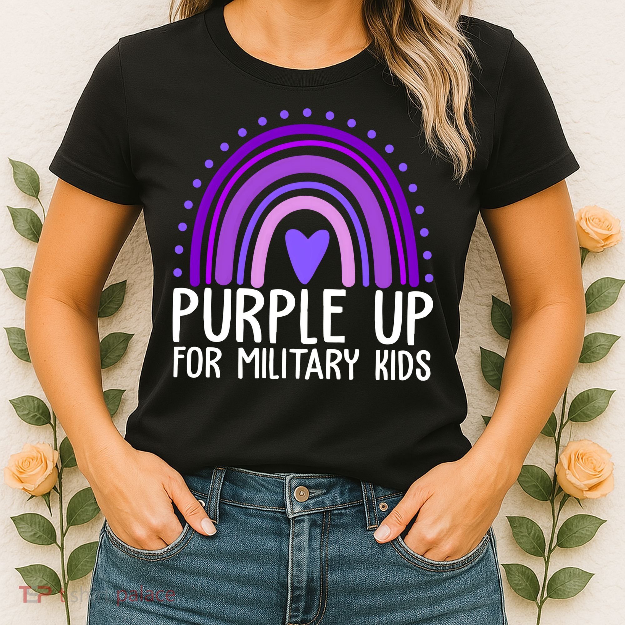 Purple Up For Miliartykids Rainbow Heart Women's T-Shirt