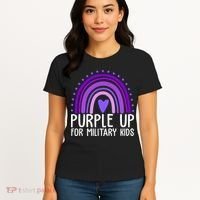 Purple Up For Miliartykids Rainbow Heart Women's T-Shirt thumb 4