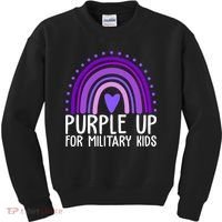 Purple Up For Miliartykids Rainbow Heart Kids Sweatshirt thumb 0