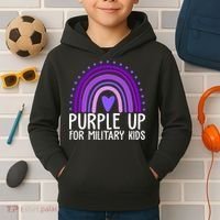 Purple Up For Miliartykids Rainbow Heart Kids Hoodie thumb 2