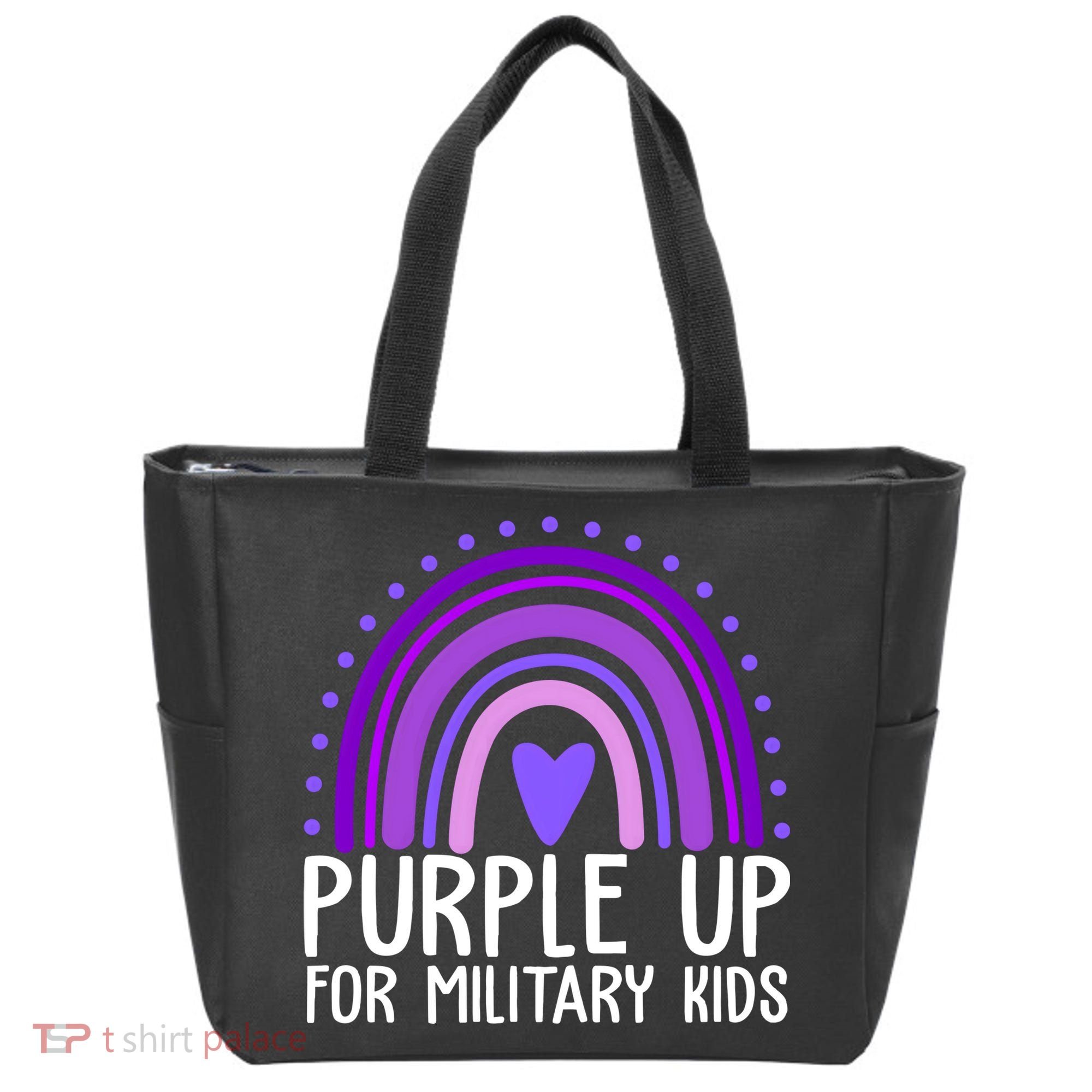 Purple Up For Miliartykids Rainbow Heart Tote Bag