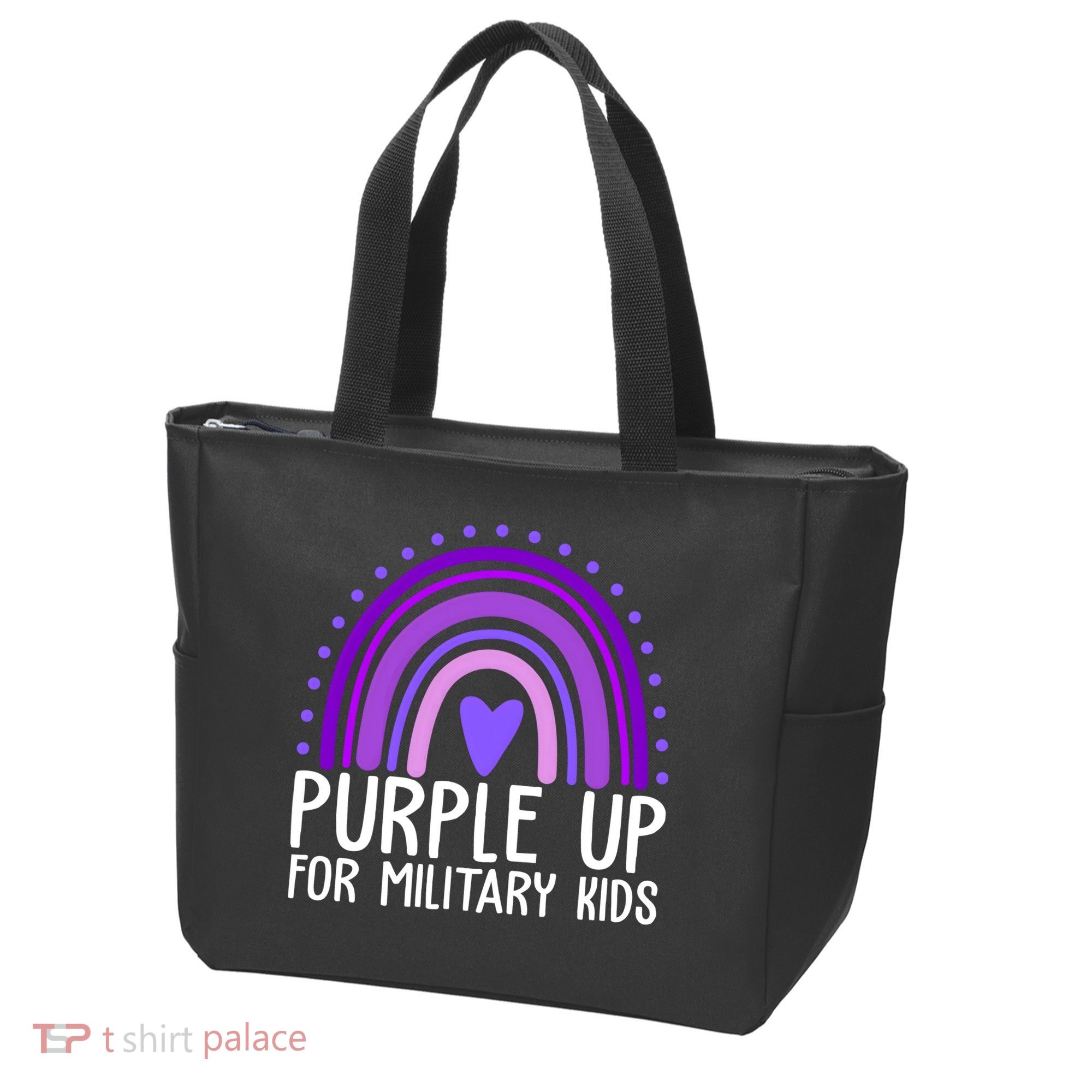 Purple Up For Miliartykids Rainbow Heart Tote Bag