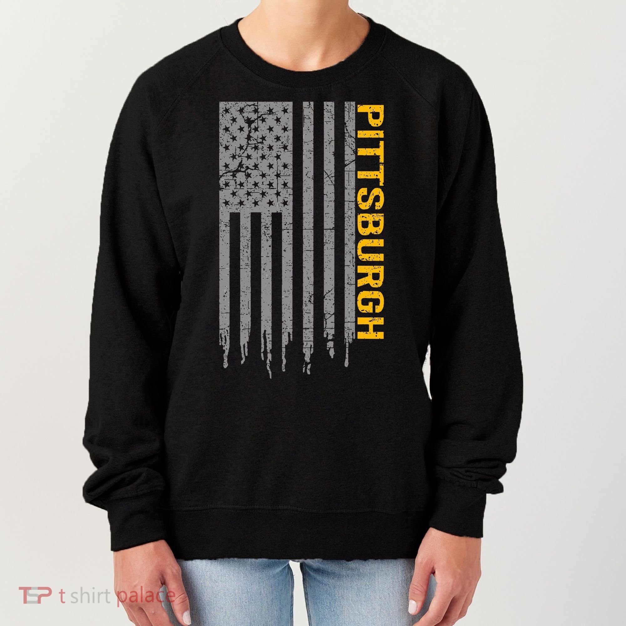 Pittsburgh Usa Flag Patriotic American From Pittsburgh Women's Sweatshirt