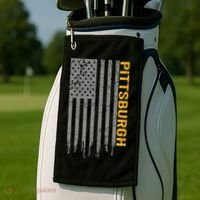 Pittsburgh Usa Flag Patriotic American From Pittsburgh Golf Towel thumb 2