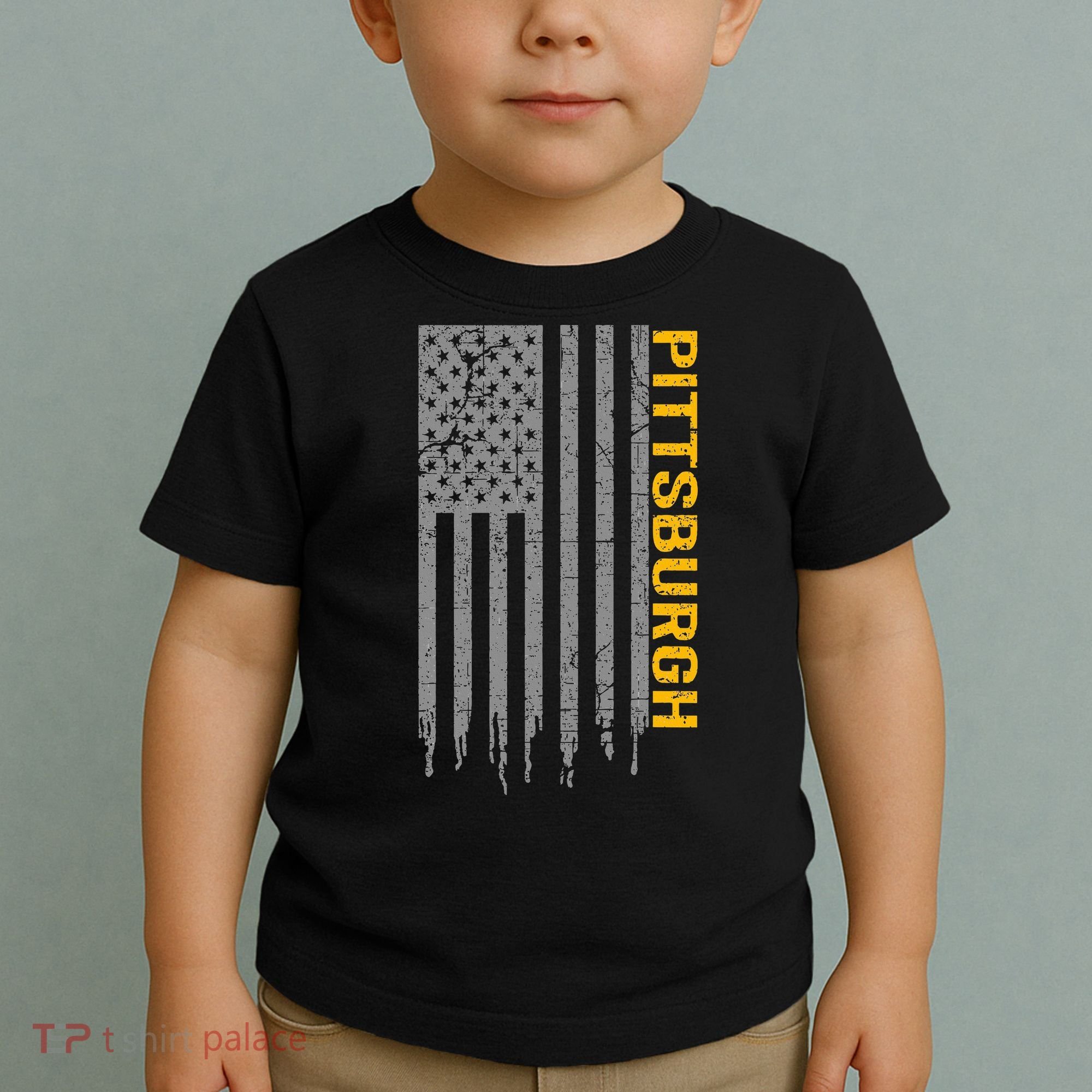 Pittsburgh Usa Flag Patriotic American From Pittsburgh Toddler T-Shirt