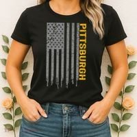 Pittsburgh Usa Flag Patriotic American From Pittsburgh Women's T-Shirt thumb 2
