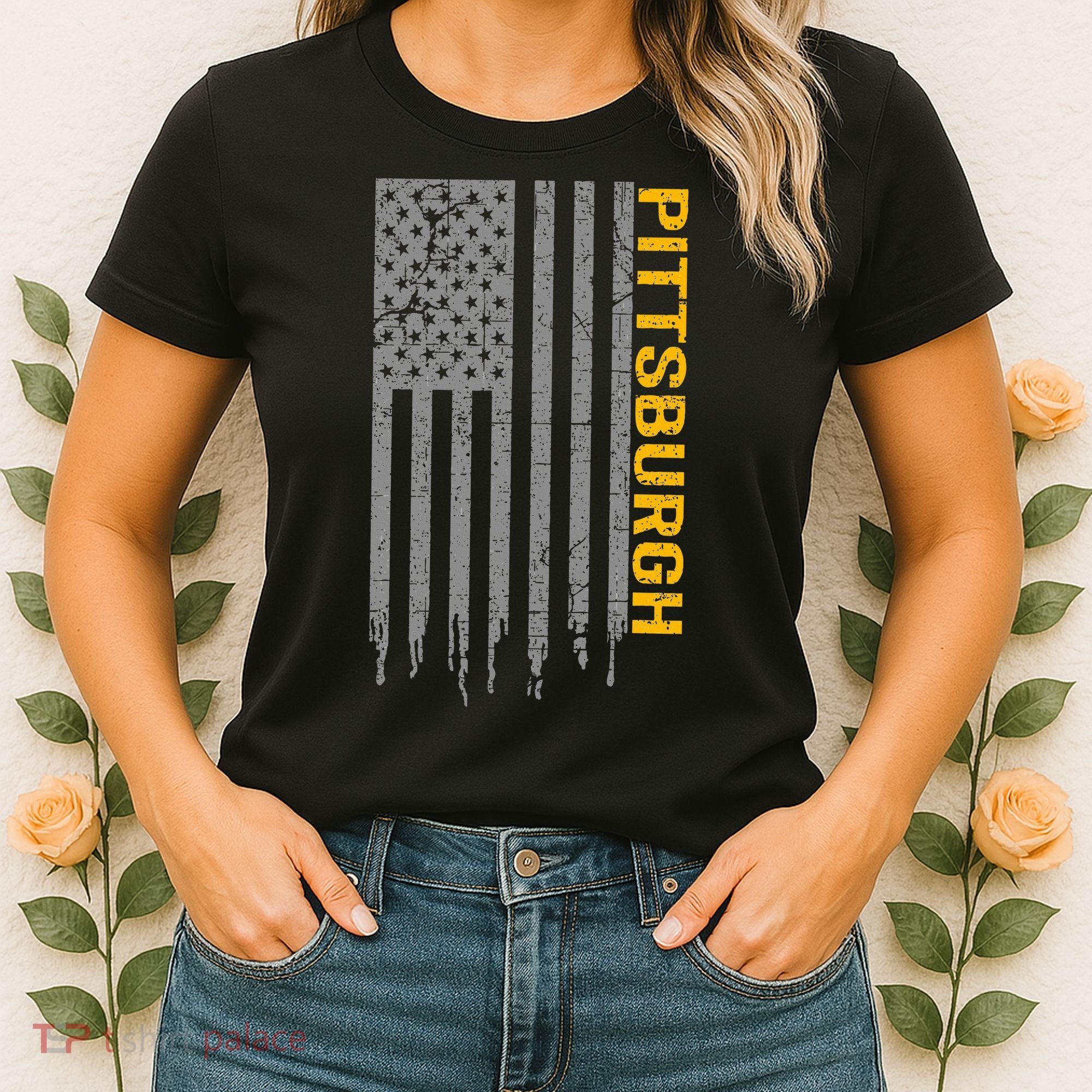 Pittsburgh Usa Flag Patriotic American From Pittsburgh Women's T-Shirt