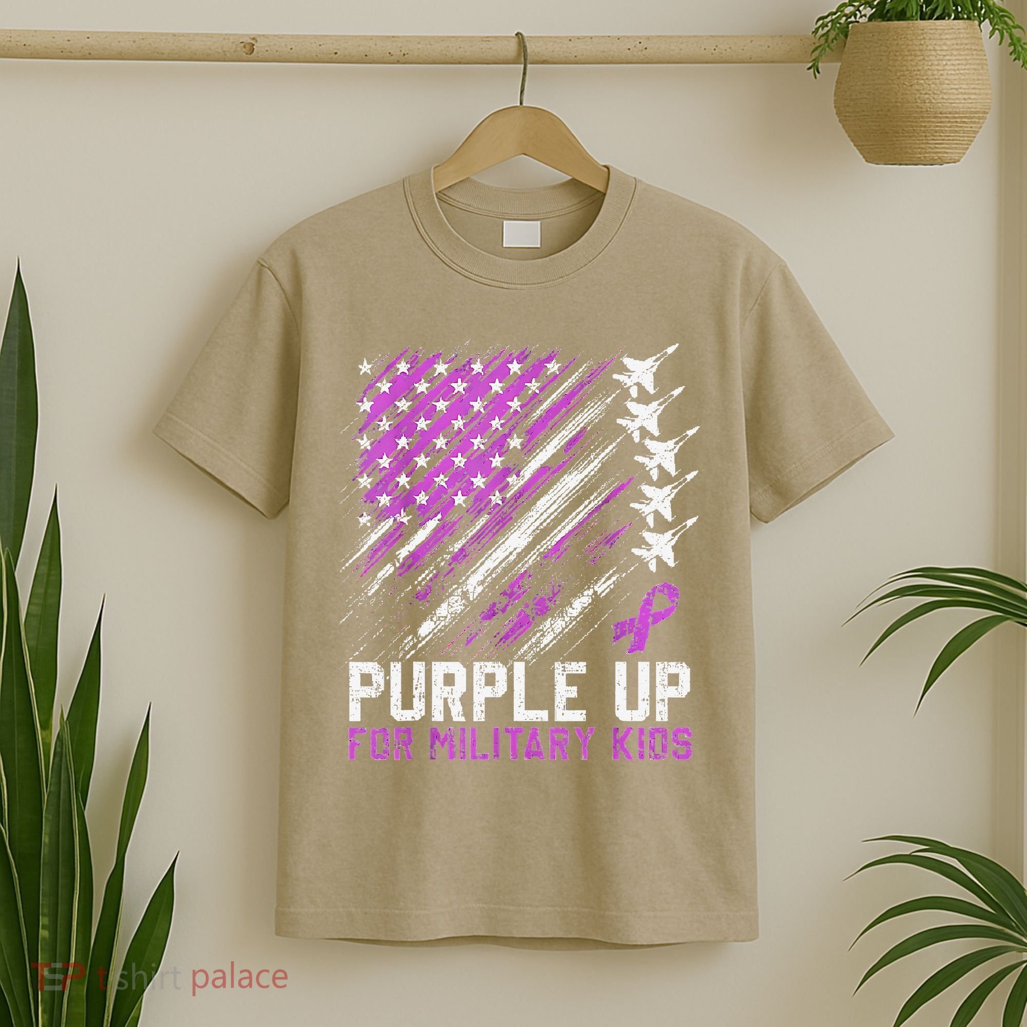 Purple Up For Military Flag Military Child Month T-Shirt