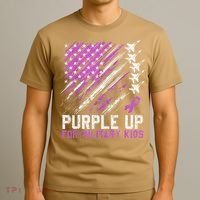 Purple Up For Military Flag Military Child Month T-Shirt thumb 3