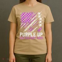 Purple Up For Military Flag Military Child Month T-Shirt thumb 4